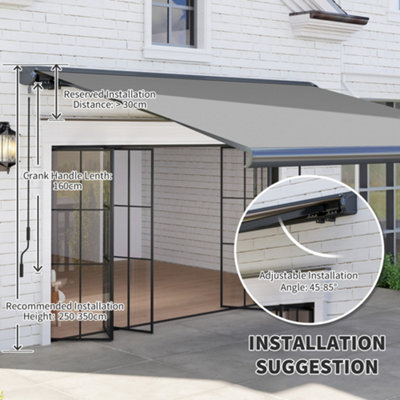 Outsunny DIY Retractable Canopy with Remote Controller for Patio, Light ...