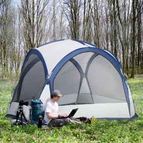 Outsunny Dome Tent for 6-8 Person Camping Tent with Zipped Mesh Doors Lamp Hook