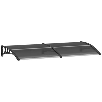 Outsunny Door Canopy Awning Outdoor Window Rain Shelter Cover for Front/Back Door Porch Black 200 x 75cm