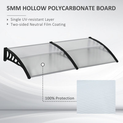 Outsunny Door Canopy Outdoor Awning Rain Shelter for Window Porch, Clear