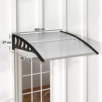 Outsunny Door Canopy Outdoor Awning Rain Shelter for Window Porch, Clear