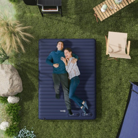 Outsunny Double Air Bed Inflatable Mattress, 195 x 140 x 10cm, Blue