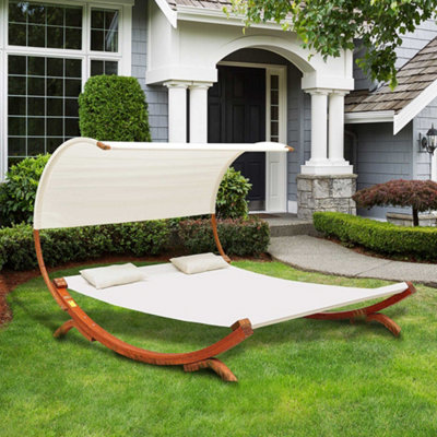 Wooden double sun lounger sale