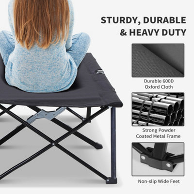 Outsunny Double Camping Folding Cot Outdoor Portable Sleeping Bed, Black
