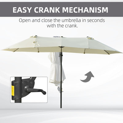 Outsunny Double Canopy Offset Parasol Umbrella Garden Shade Steel Beige