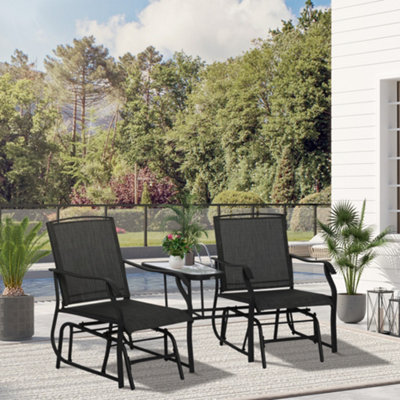 Outdoor double rocking cheap chair black