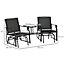 Outsunny Double Glider Companion Rocking Chairs Loveseat Garden Table Black