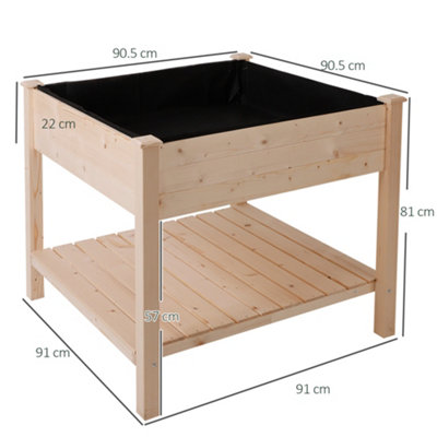 Outsunny Elevated Garden Planting Bed Stand Outdoor Flower Box w/ Storage Shelf