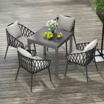 Outsunny Extendable Garden Table for 6 with Aluminium Frame for Patio, Balcony
