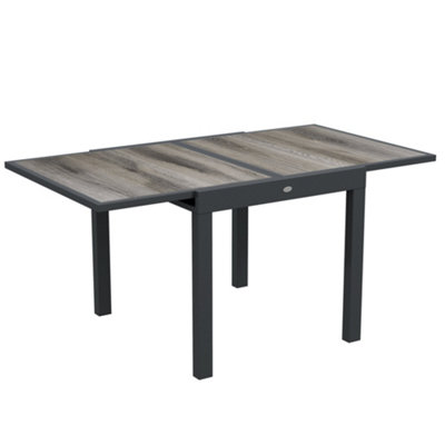 Outsunny Extendable Outdoor Dining Table Aluminium Rectangle Patio Table Grey