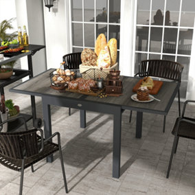 Outsunny Extendable Outdoor Dining Table Aluminium Rectangle Patio Table Grey