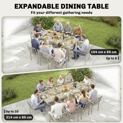 Outsunny Extending Garden Table, Aluminium Outdoor Dining Table for 8-10