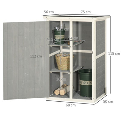 Outsunny Fir Wood Garden Shed Outdoor Tool Storage  2 Shelves Grey