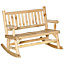 Outsunny Fir Wood Rocking Bench Wooden Patio 2-Person Outdoor Rocker Natural