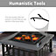 Outsunny Fire Pit Heater Square Table Patio Backyard Metal Black 86cm Outdoor