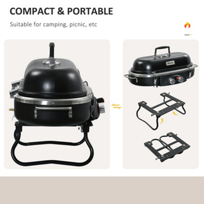 Outsunny Foldable 2 Burner Gas BBQ Grill w/ 2 Burners for Camping Picnic Cooking - 7