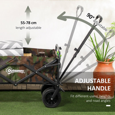 Outsunny Foldable Garden Cart, Outdoor Utility Wagon with Carry Bag, Camouflage