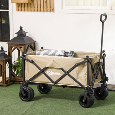 Outsunny Folding Wagon Garten Cart Foldable Camping Trolley Steel Oxford