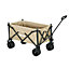 Outsunny Foldable Garden Cart, Outdoor Utility Wagon with Carry Bag, Khaki