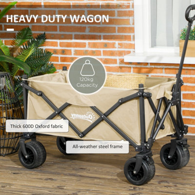 Outsunny Folding Wagon Garten Cart Foldable Camping Trolley Steel Oxford