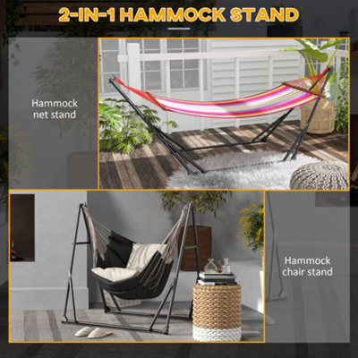 Outsunny Foldable Hammock Stand, 2 in 1 Hammock Net Stand, Hammock Chair Stand