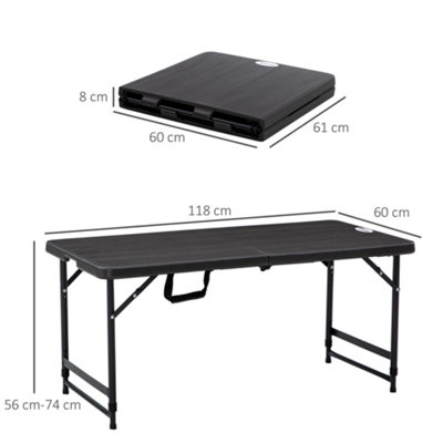 Outsunny 31.5-inch Round Folding Outdoor Dining Table - HDPE Tabletop With Steel Frame, Dark Grey Patio Table