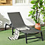 Outsunny Foldable PE Rattan Sun Lounger w/ 5-Level Adjustable Backrest, Grey