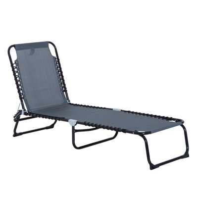 Outsunny Foldable Sun Lounger Deck Beach Reclining Seat Bed Folding Garden Chair