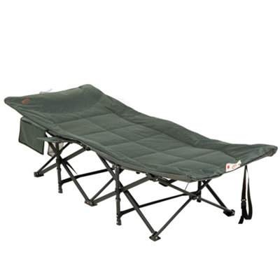 Outsunny Foldable Sun Lounger, Padded Patio Camping Bed with Maximum 170 degree Lying Down Angle,  Carry Bag, Magazine Bag