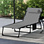 Outsunny Foldable Sun Lounger w/ Reclining Back, Sun Lounger w/ Padded Seat Grey