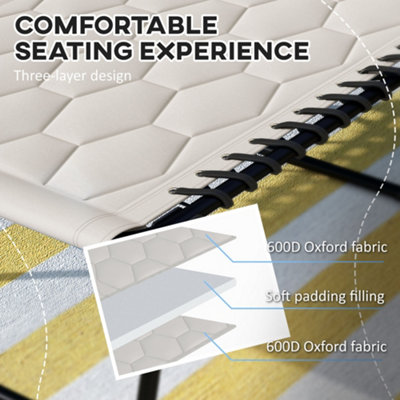 Outsunny Foldable Sun Lounger w/ Reclining Back Sun Lounger w/ Padded Seat Khaki