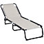 Outsunny Folding Beach Chair Chaise Lounge 4 Adjustable Positions, Cream White