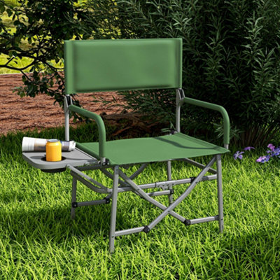 Outsunny Folding Camping Directors Chair with Side Table and Cup Holder, Green