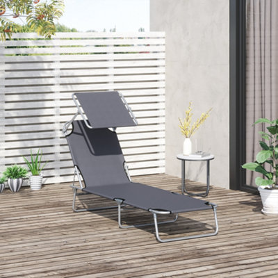 Outsunny Folding Chair Sun Lounger Recliner Seat Sunshade Garden