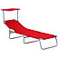 Outsunny Folding Chair Sun Lounger w/ Sunshade Garden Recliner Hammock Red