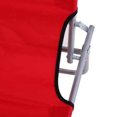 Outsunny Folding Chair Sun Lounger w/ Sunshade Garden Recliner Hammock Red - 7