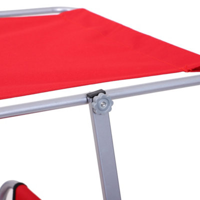 Outsunny Folding Chair Sun Lounger w/ Sunshade Garden Recliner Hammock Red - 8