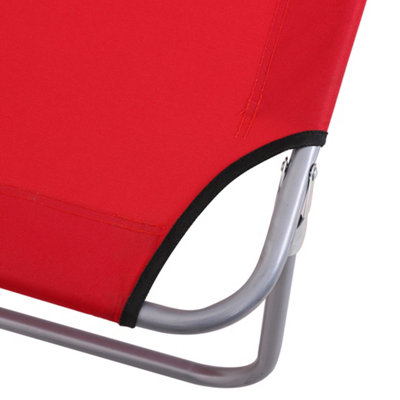 Outsunny Folding Chair Sun Lounger w/ Sunshade Garden Recliner Hammock Red - 9