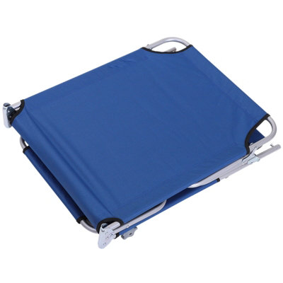 Outsunny Folding Chair Sun Lounger with Sunshade Garden Recliner Hammock Blue - 5