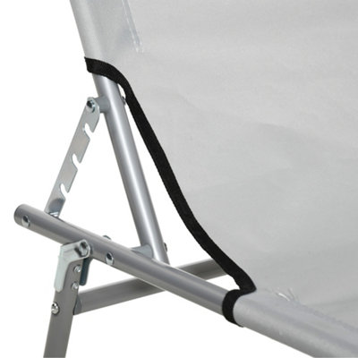 Outsunny Folding Chair Sun Lounger with Sunshade Garden Recliner Hammock Grey - 9