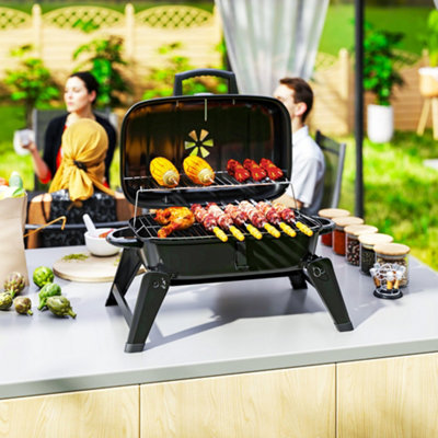 Outsunny Folding Charcoal Barbecue Grill, Portable BBQ for
