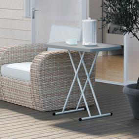 Outsunny Folding Coffee Table, Height Adjustable Bistro Table, Charcoal Grey