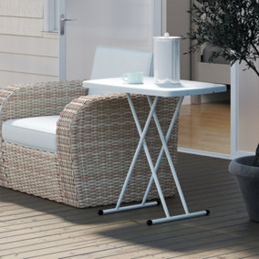 Outsunny Folding Coffee Table, Height Adjustable Bistro Table, White
