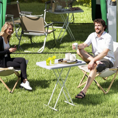 Outsunny Folding Coffee Table, Height Adjustable Picnic Table, White