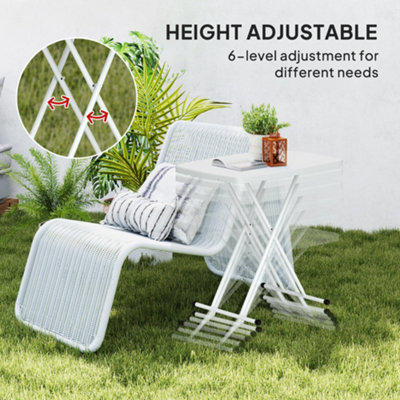 Outsunny Folding Coffee Table, Height Adjustable Picnic Table, White