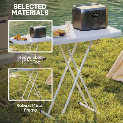 Outsunny Folding Coffee Table, Height Adjustable Picnic Table, White