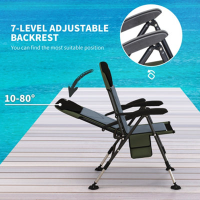 Outsunny Folding Fishing Chair Camping Chair with 7-Level Adjustable Backrest