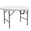 Outsunny Folding Garden Table, HDPE Round Picnic Table for 6, White