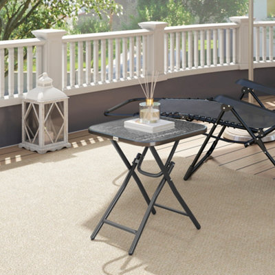 Outsunny Folding Garden Table Square Foldable Table with Safety