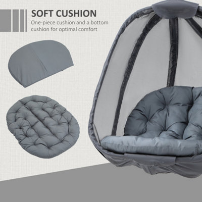Outsunny Folding Hanging Egg Chair  Cushion and Stand for Indoor Outdoor Grey - 6
